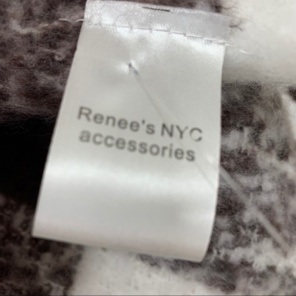 Renee’s NYC Plush Plaid Knit Chocolate Brown Blanket Scarf With Tassel Fringe - Picture 6 of 8